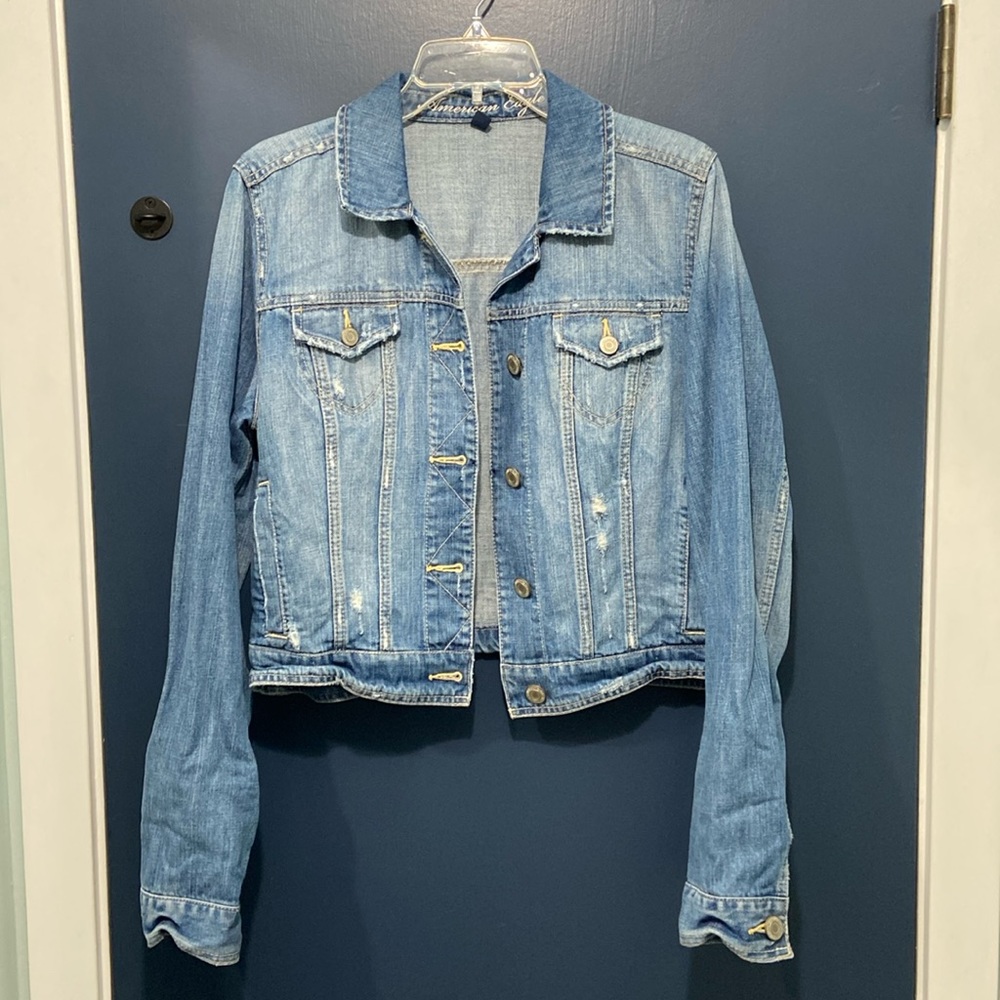 Distressed American Eagle Denim Jacket